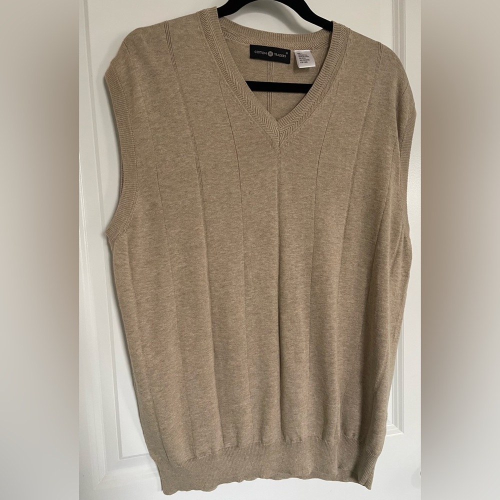 Cotton Traders Mens Sweater Vest Size L Minimalist Classic Teacher Career Lagen